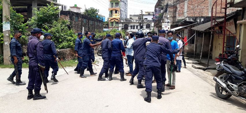 वीरगन्जमा नेविसंघको विरोध प्रदर्शनमा प्रहरी हस्तक्षेप