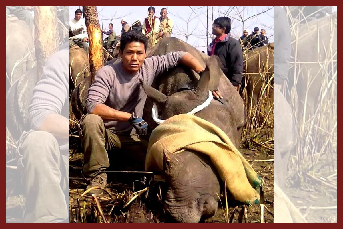 भारतको जंगलमा तीर्थ लामालाई जब गैंडाले खेद्‍यो