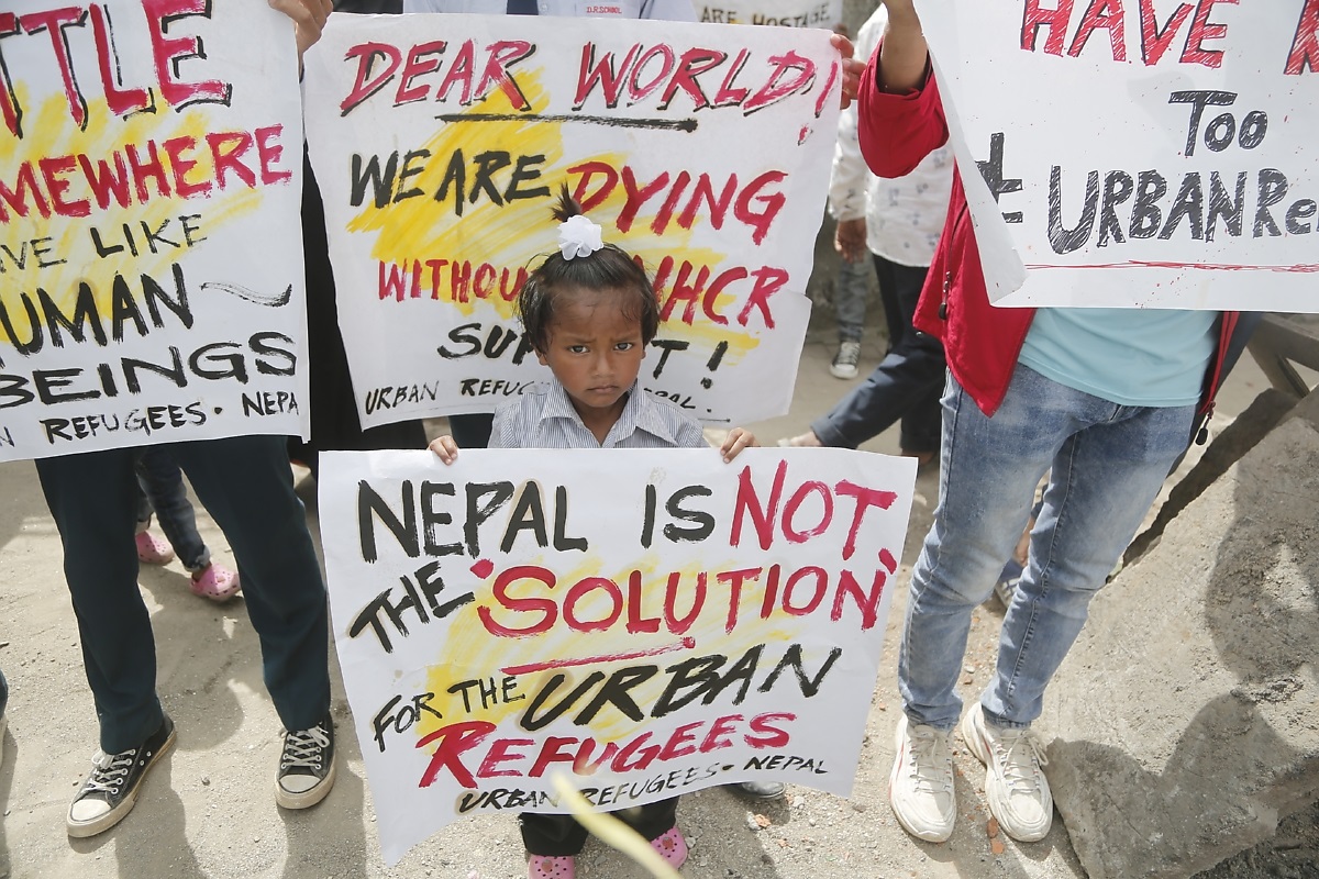युएन हाउसमा शरणार्थी बालबालिकाको प्रदर्शन [तस्बिरहरू]